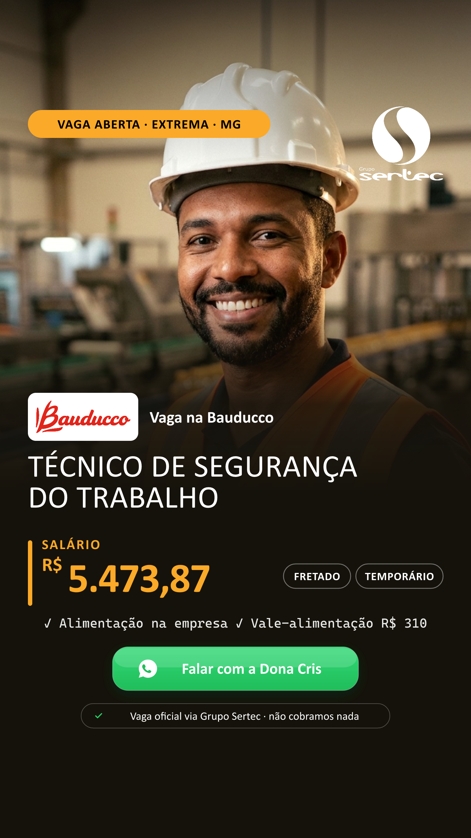 Criativo Story 9:16 gerado automaticamente a partir da vaga